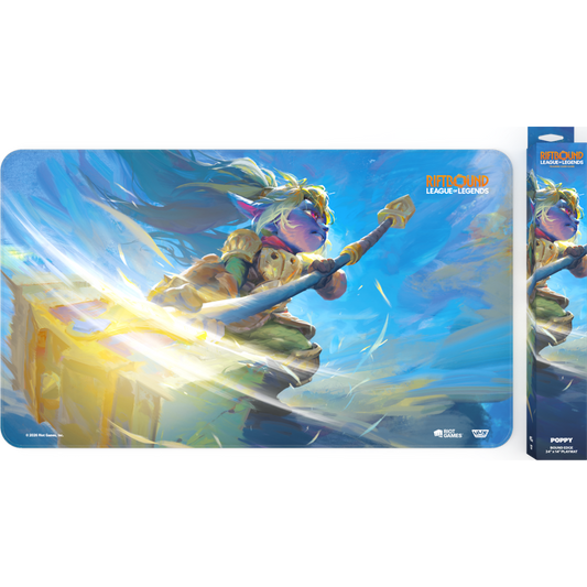 Riftbound League of Legends Poppy playmat with non slip rubber backing