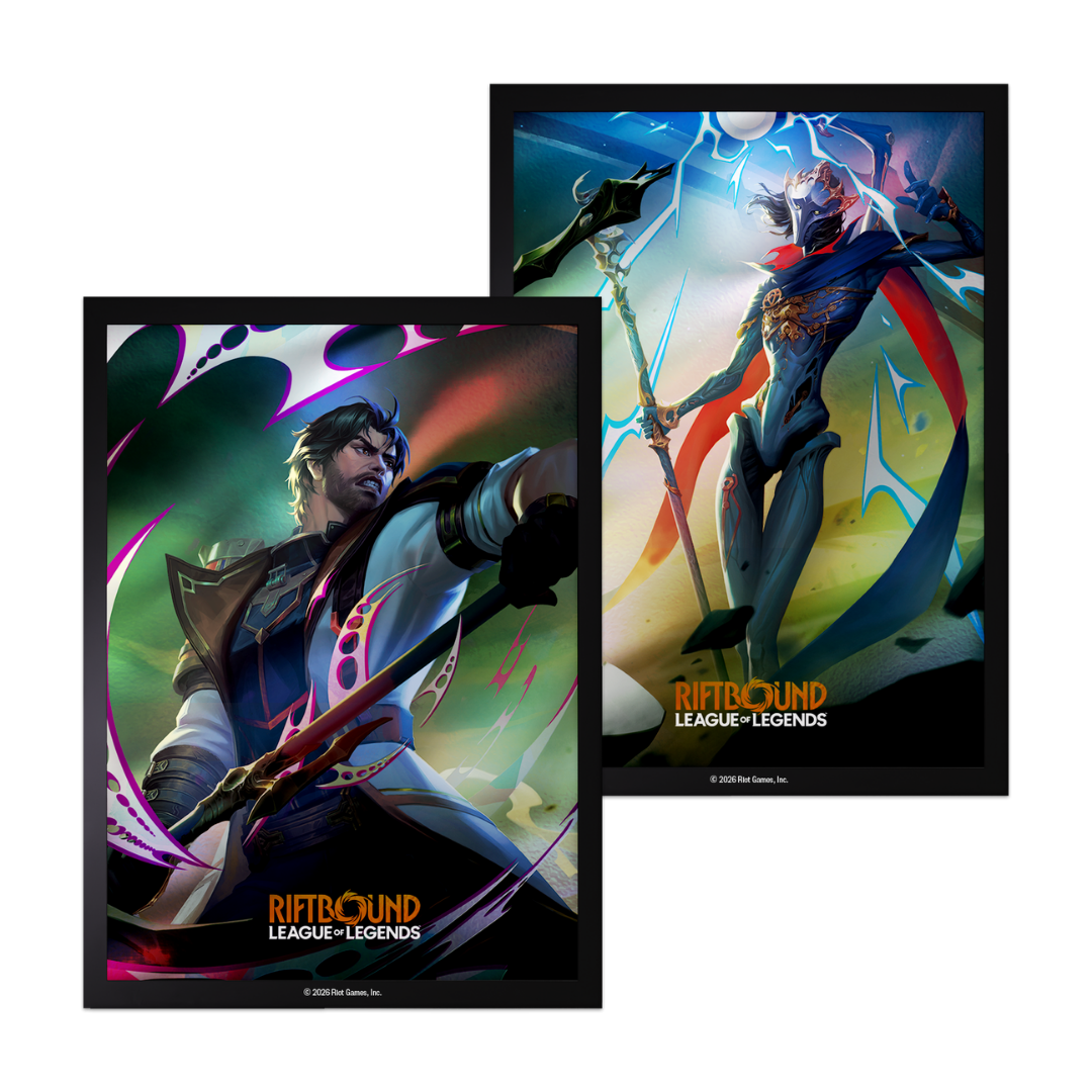 Riftbound League of Legends TCG Vendetta Jayce vs Viktor 100 count art sleeves for standard-size trading cards