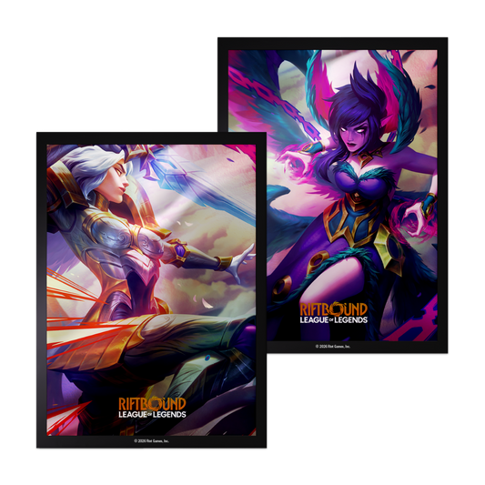 Riftbound League of Legends TCG Vendetta Kayle vs Morgana 100 count art sleeves for standard-size trading cards