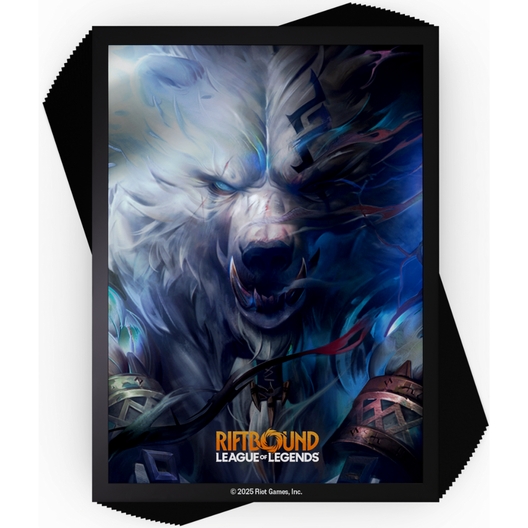 Riftbound League of Legends TCG Volibear Art Sleeves 100 count box and sleeve design