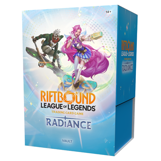 Riftbound League of Legends TCG Radiance Vault storage box featuring Seraphine and Ekko artwork.