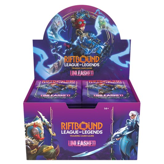 Riftbound Unleashed Booster Box League of Legends TCG 24 pack display with Champions artwork