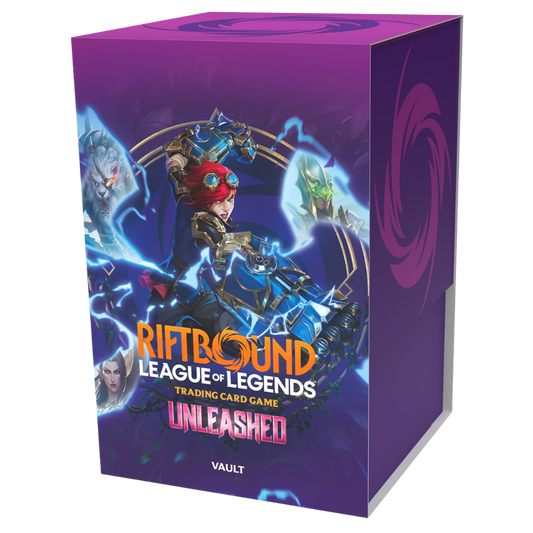 Riftbound Unleashed Vault League of Legends TCG bundle with booster packs runes tokens and storage box