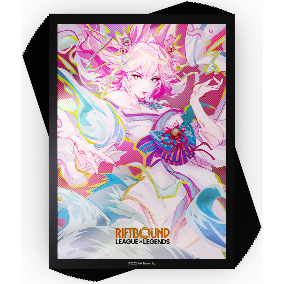 Riftbound League of Legends TCG Spiritforged art sleeves featuring Spirit Blossom Ahri artwork