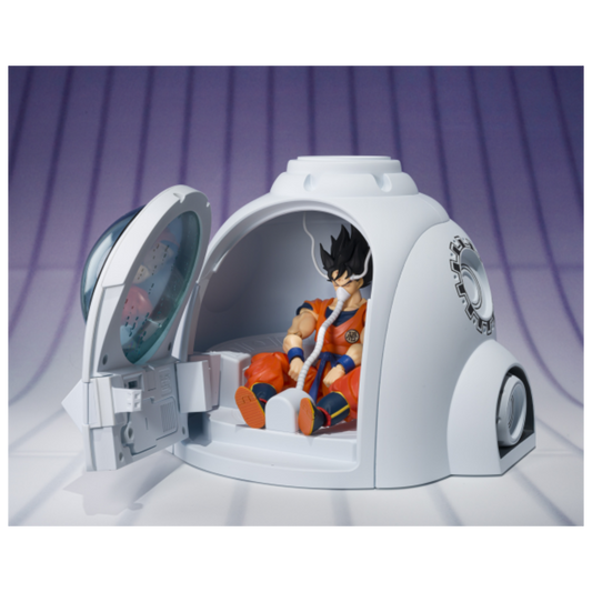 S.H.Figuarts Dragon Ball Z Medical Machine diorama accessory with LED light, Goku-compatible chamber, and recovery scene detailing