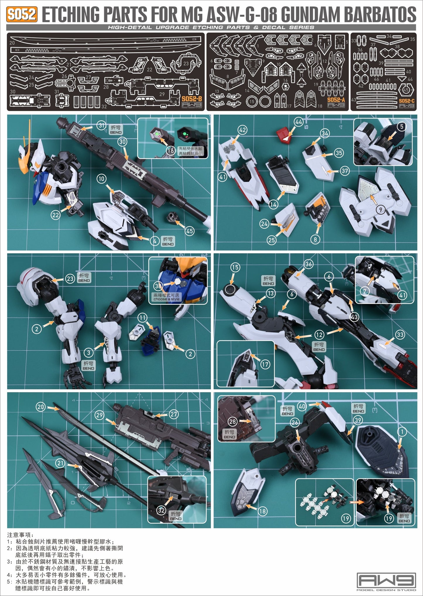 Madworks - Photo Etch Upgrade Parts - S52 MG Gundam Barbatos