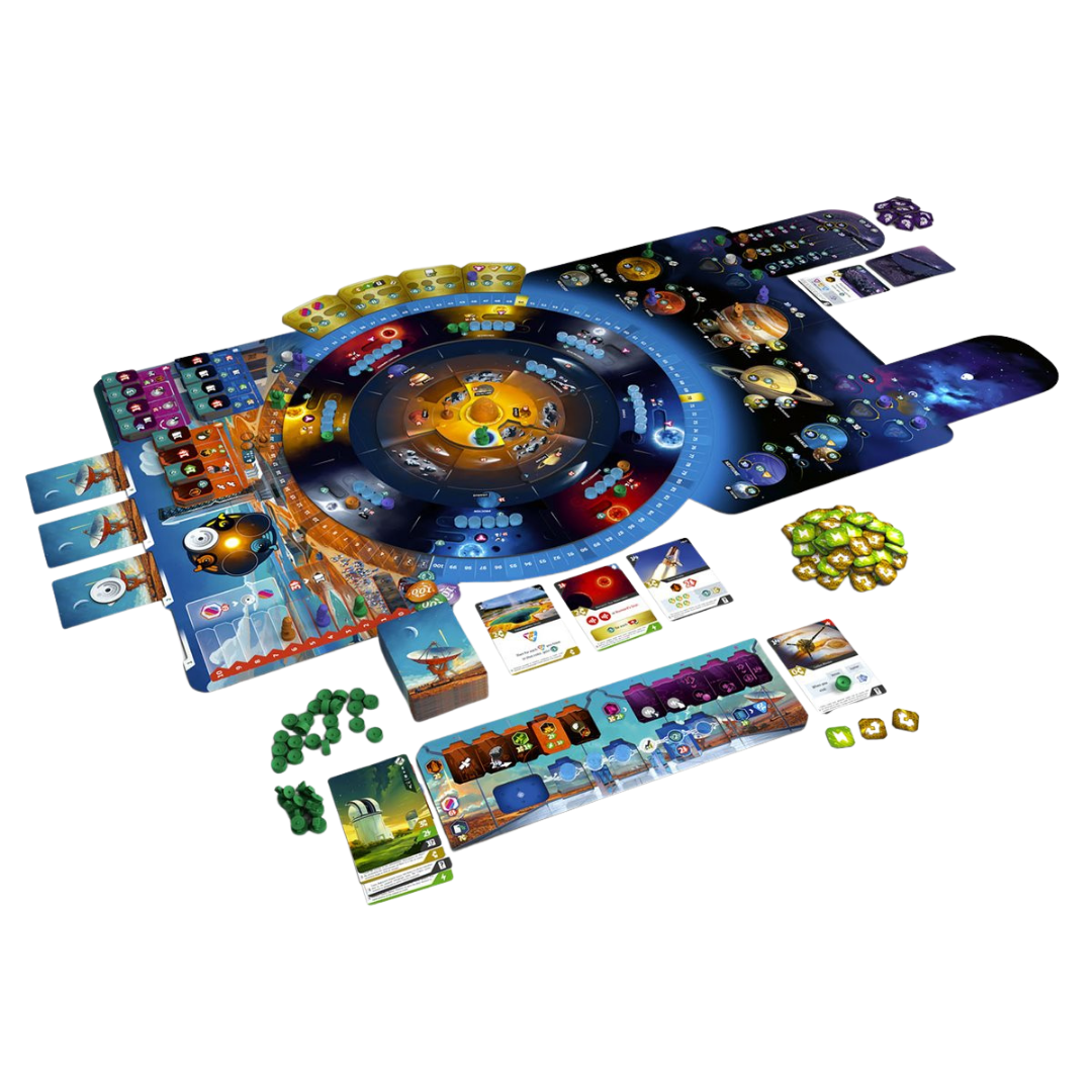 SETI Search for Extraterrestrial Intelligence space strategy board game with probes and telescope research