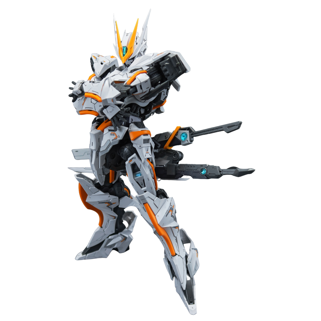 SNAA 1/100 Nether Emperor articulated mecha model kit with rifle and blade accessories