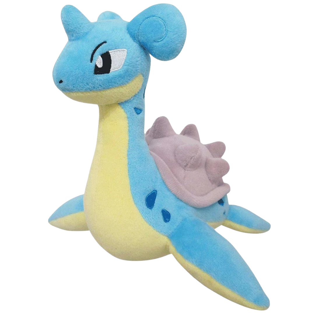 San-ei Pokémon All Star Collection Lapras plush with shell detailing and embroidered features