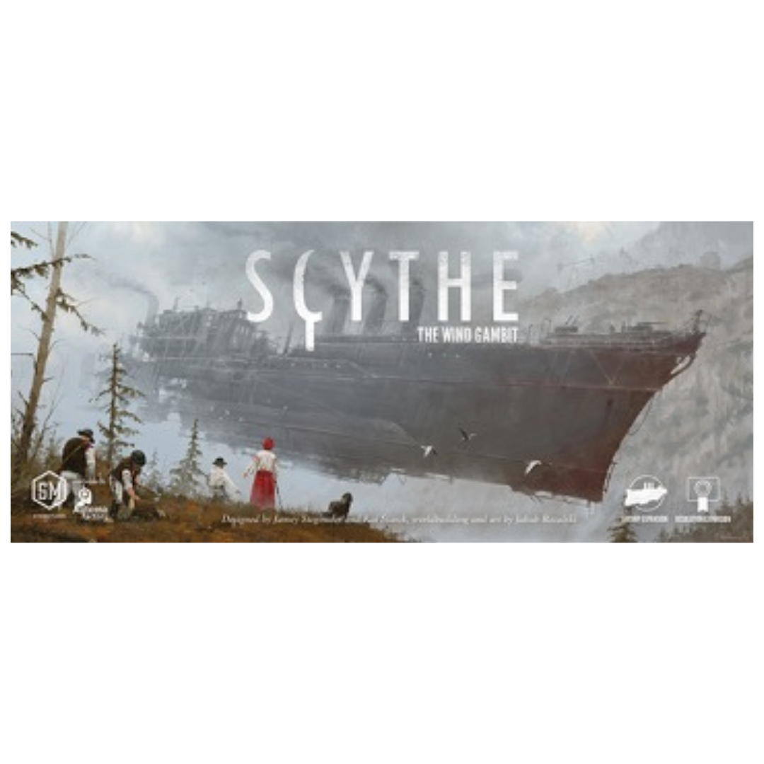 Scythe: The Wind Gambit expansion featuring detailed airship models and new modular game mechanics for thrilling strategy gameplay.