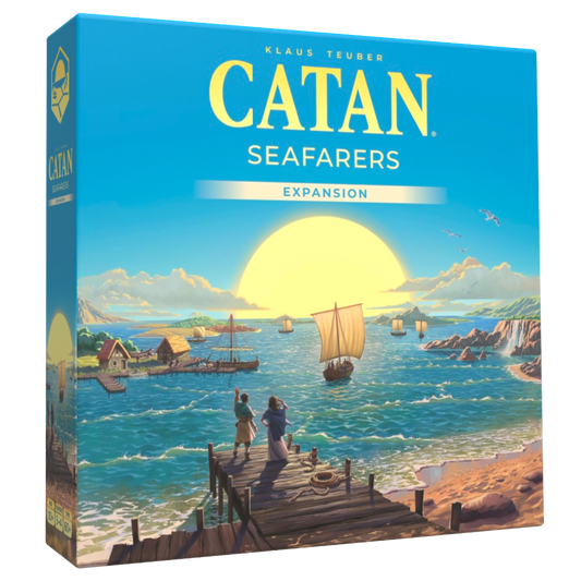 Settlers of Catan Seafarers expansion box with ships and components
