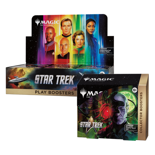 Bundle of one collector booster box and one play booster box, featuring brand new Star Trek cards to play with and collect