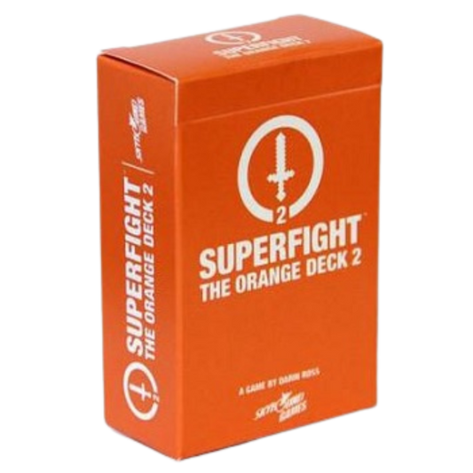 Superfight Orange Deck 2 Geek expansion with 100 new sci-fi, fantasy, and gaming-themed cards for hilarious nerdy battles and debates.