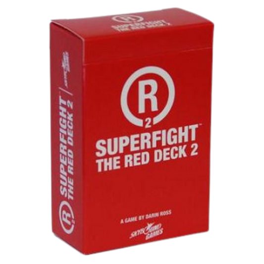 Superfight Red Deck 2 Adult expansion pack with 100 outrageous and inappropriate cards for hilarious and unpredictable party gameplay.