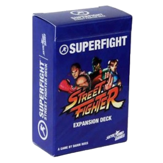 Superfight Street Fighter Deck expansion featuring 100 action-packed cards inspired by Capcom’s legendary fighting game characters and abilities.