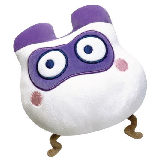 Tamagotchi Maskutchi plush 6-inch toy with mischievous design, stitched details, and bright colors