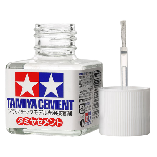 Tamiya Cement 40 ml square bottle with brush applicator for plastic model assembly