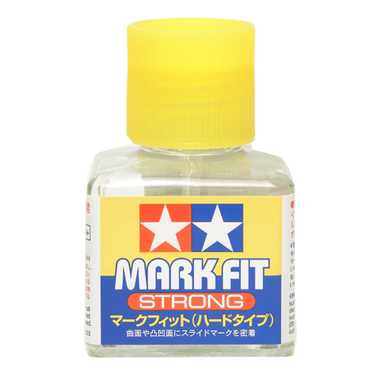 Tamiya Mark Fit decal solution bottle, 40 ml, with built-in brush for conforming decals to curved surfaces