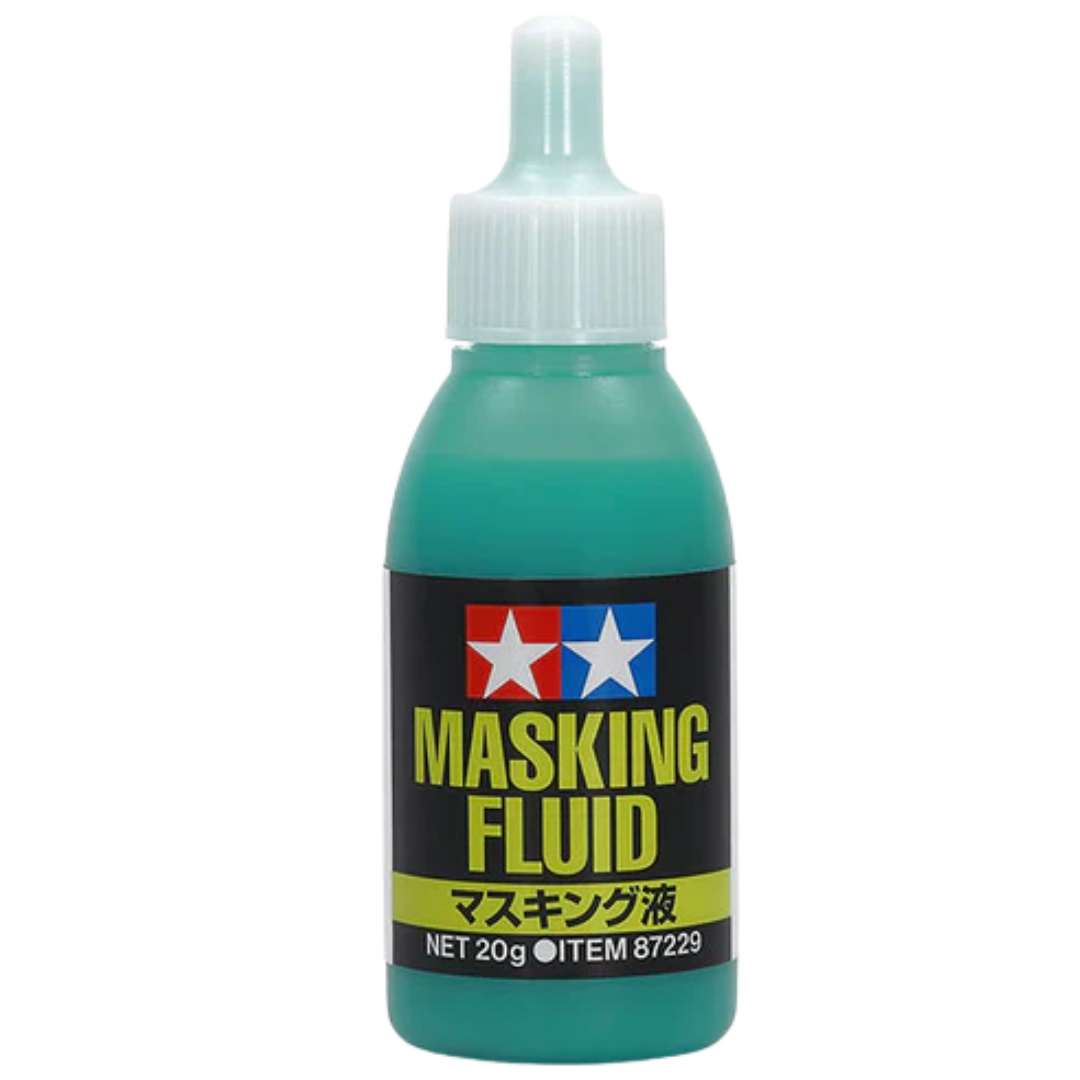 Tamiya Masking Fluid 20g bottle with built-in brush for model painting and scale modeling