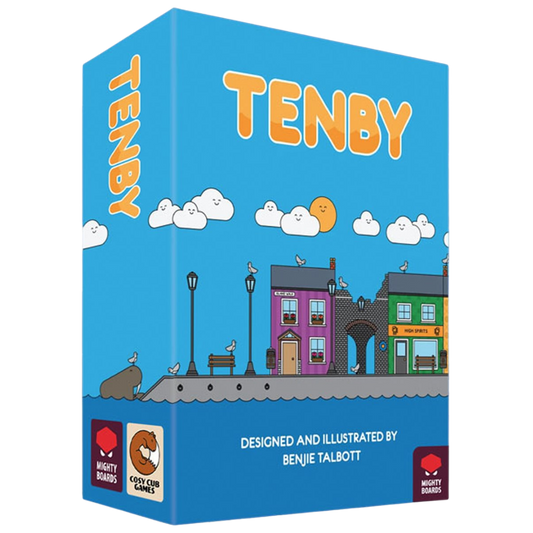 Tenby town building card game with colourful terraces landmarks and coastal Welsh theme gameplay