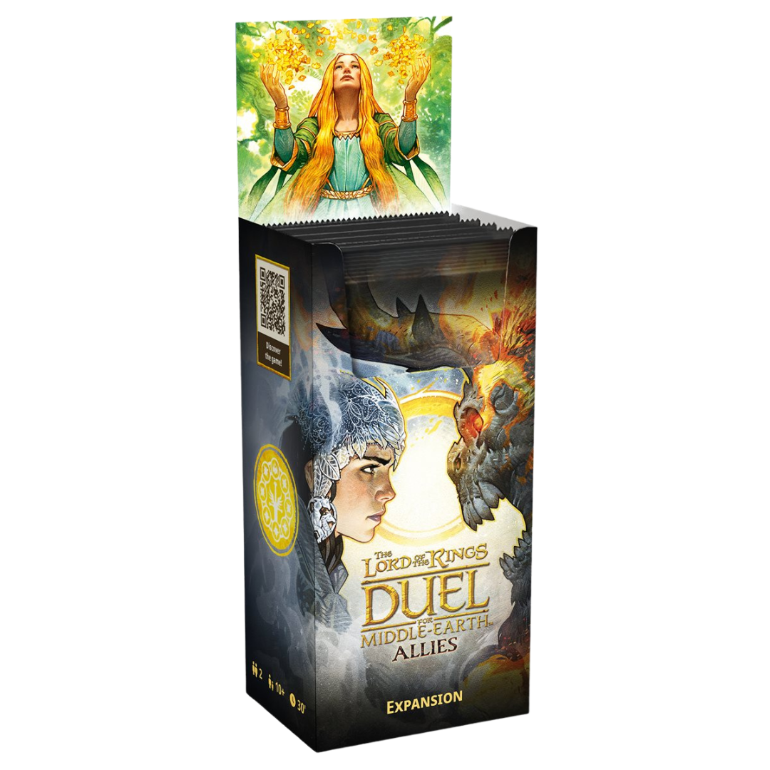 The Lord of the Rings Duel for Middle-earth Allies expansion box, 2-player board game add-on by Repos Production Canada