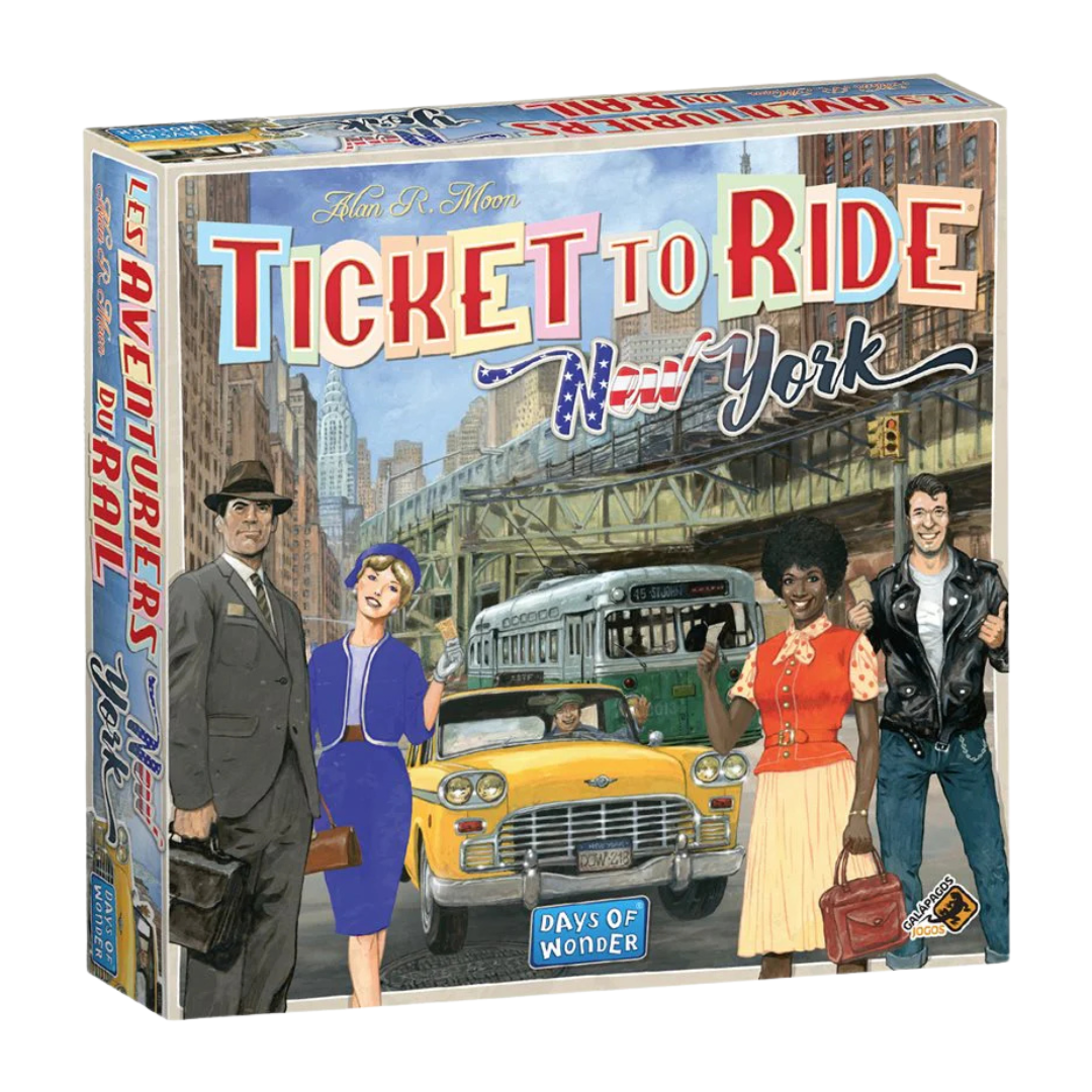 Ticket to Ride: New York, a fast-paced board game where players race through NYC, claim taxi routes, and visit famous landmarks to complete destination tickets.







