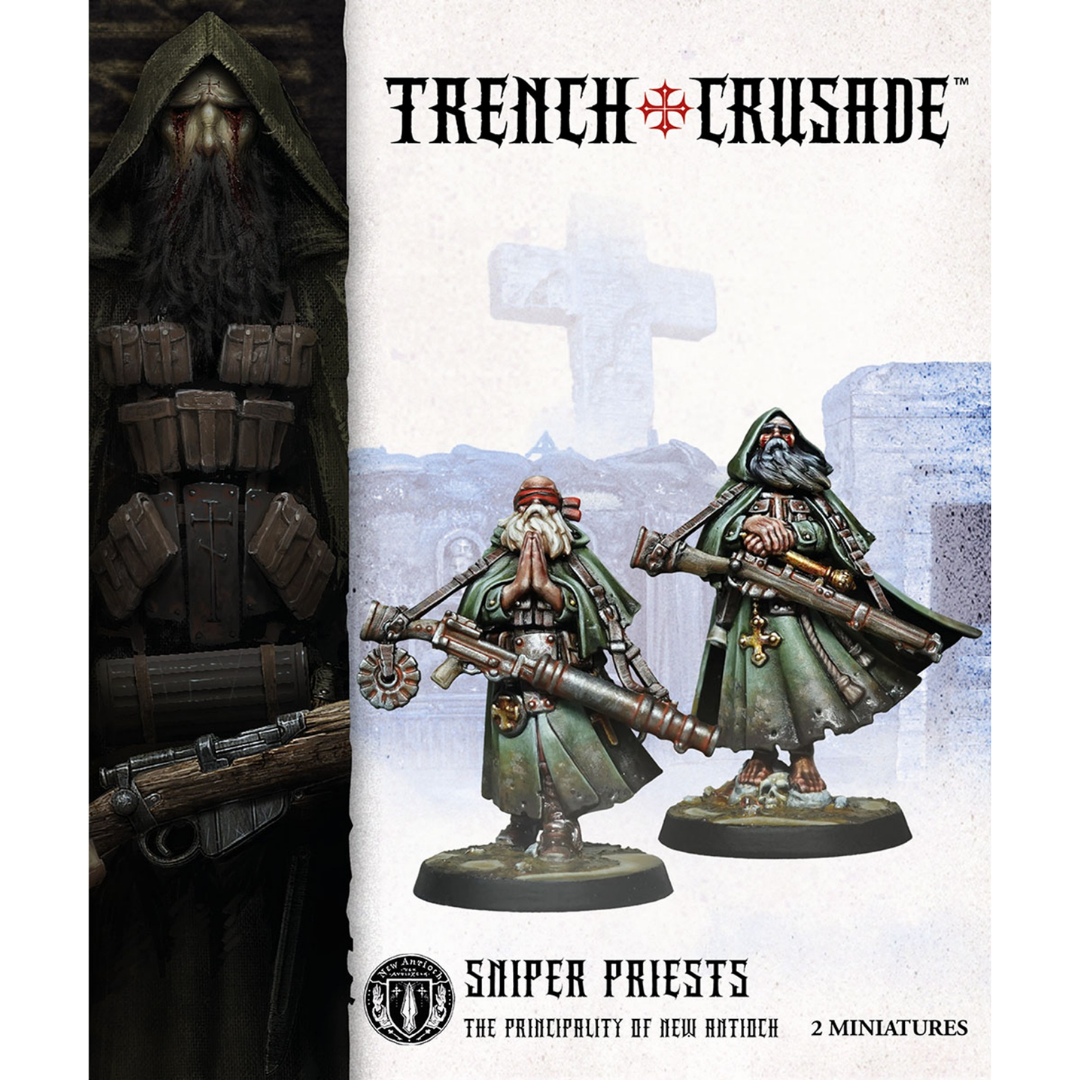 Trench Crusade Sniper Priest plastic miniature set for New Antioch warbands and tabletop gaming