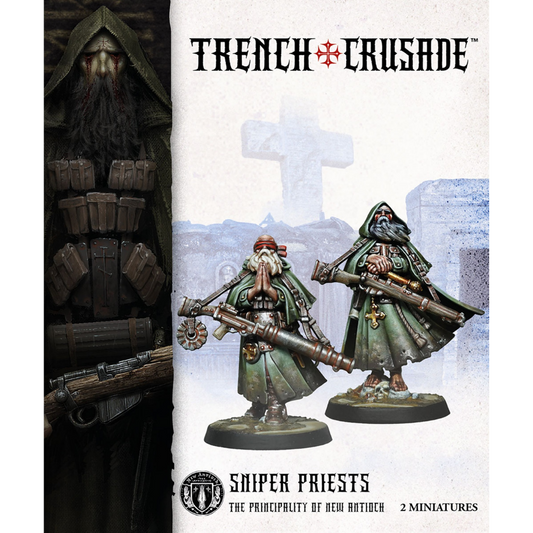 Trench Crusade Sniper Priest plastic miniature set for New Antioch warbands and tabletop gaming