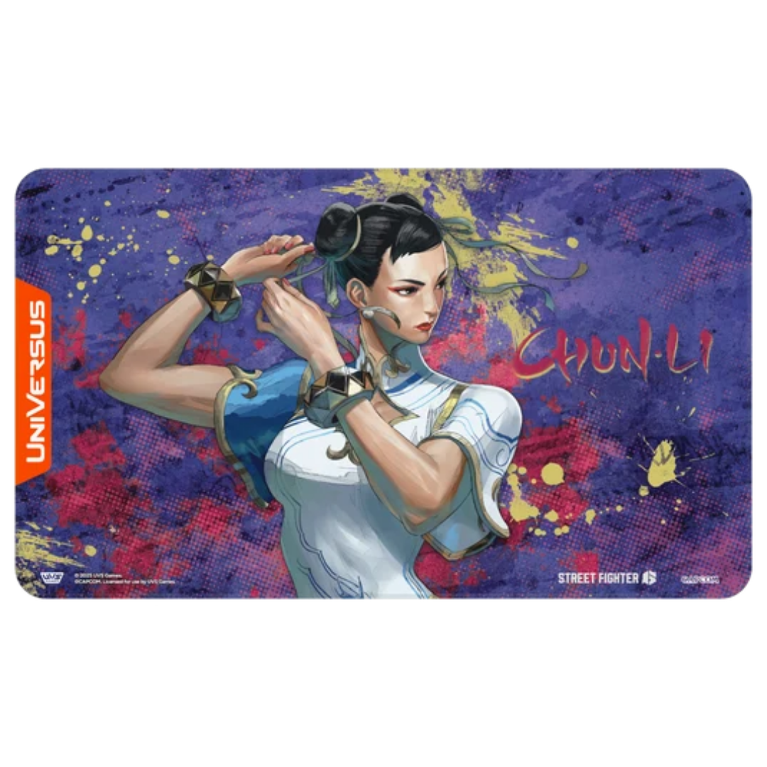 UVS Games Street Fighter 6 Challenger Series playmat featuring custom Chun-Li character artwork.