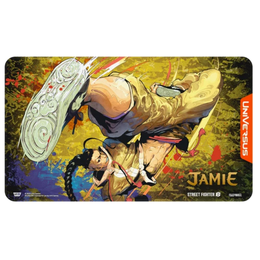 UVS Games Street Fighter 6 Challenger Series playmat featuring custom Jamie character artwork.
