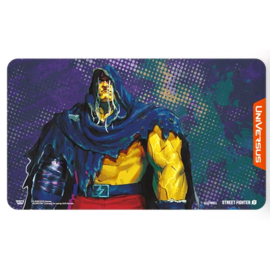 UniVersus Street Fighter 6 Challenger Series M. Bison Playmat featuring purple and teal character artwork