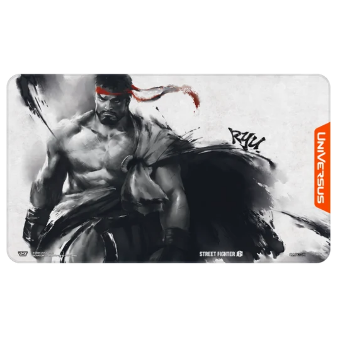 UVS Games Street Fighter 6 Challenger Series playmat featuring custom Ryu character artwork.