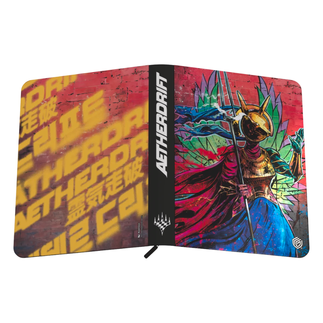 Ultimate Guard 9-Pocket Zipfolio Aetherdrift featuring Hazoret, Godseeker artwork, Xenoskin cover, zipper closure, and side-loading acid-free card pockets.