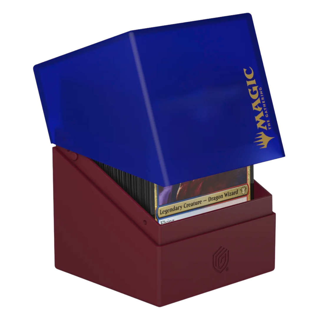 Ultimate Guard Boulder 100+ MTG Izzet deck box—high-quality, durable storage for Magic: The Gathering cards in Izzet guild colors, blue and red.