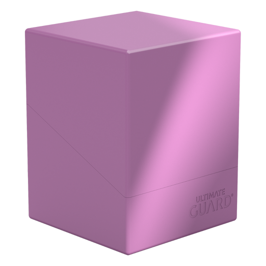 Ultimate Guard Boulder 100+ Solid Lavender Deck Case, durable card holder for trading card games, accommodates up to 100 double-sleeved cards, perfect for collectors.