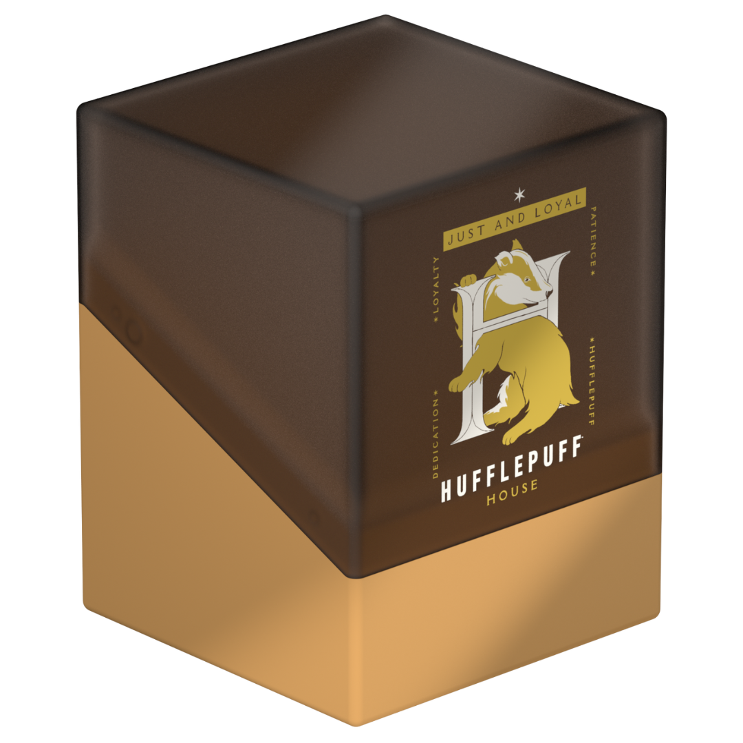 Ultimate Guard Boulder 100+ Hufflepuff deck box with yellow and black House crest