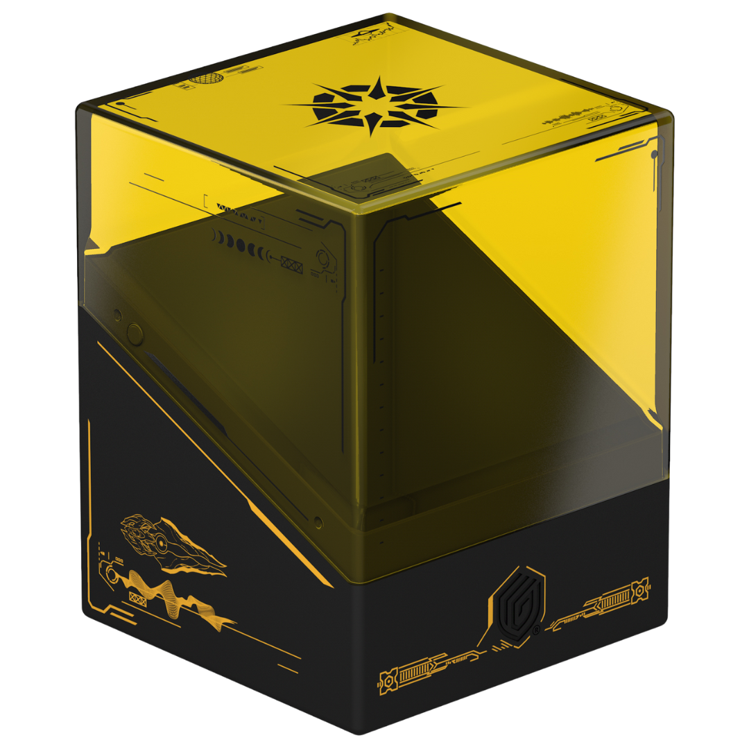 Ultimate Guard Boulder 100+ MTG Edge of Eternities Sunstar deck box with transparent lid and solid base design