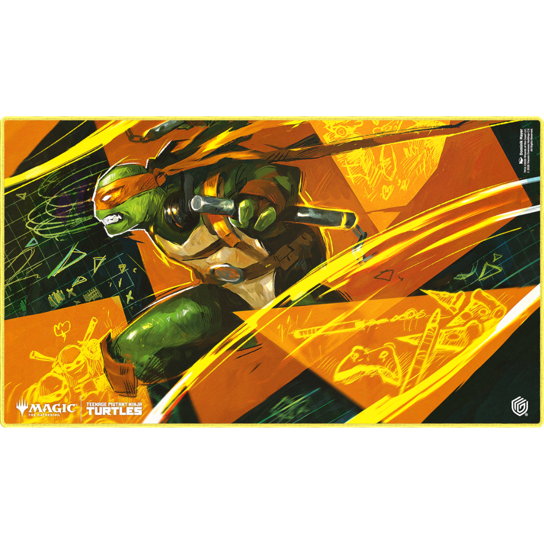 Ultimate Guard TMNT Michelangelo's Technique playmat for Magic The Gathering with anti slip rubber base
