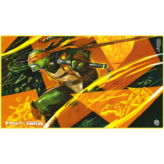 Ultimate Guard TMNT Michelangelo's Technique playmat for Magic The Gathering with anti slip rubber base