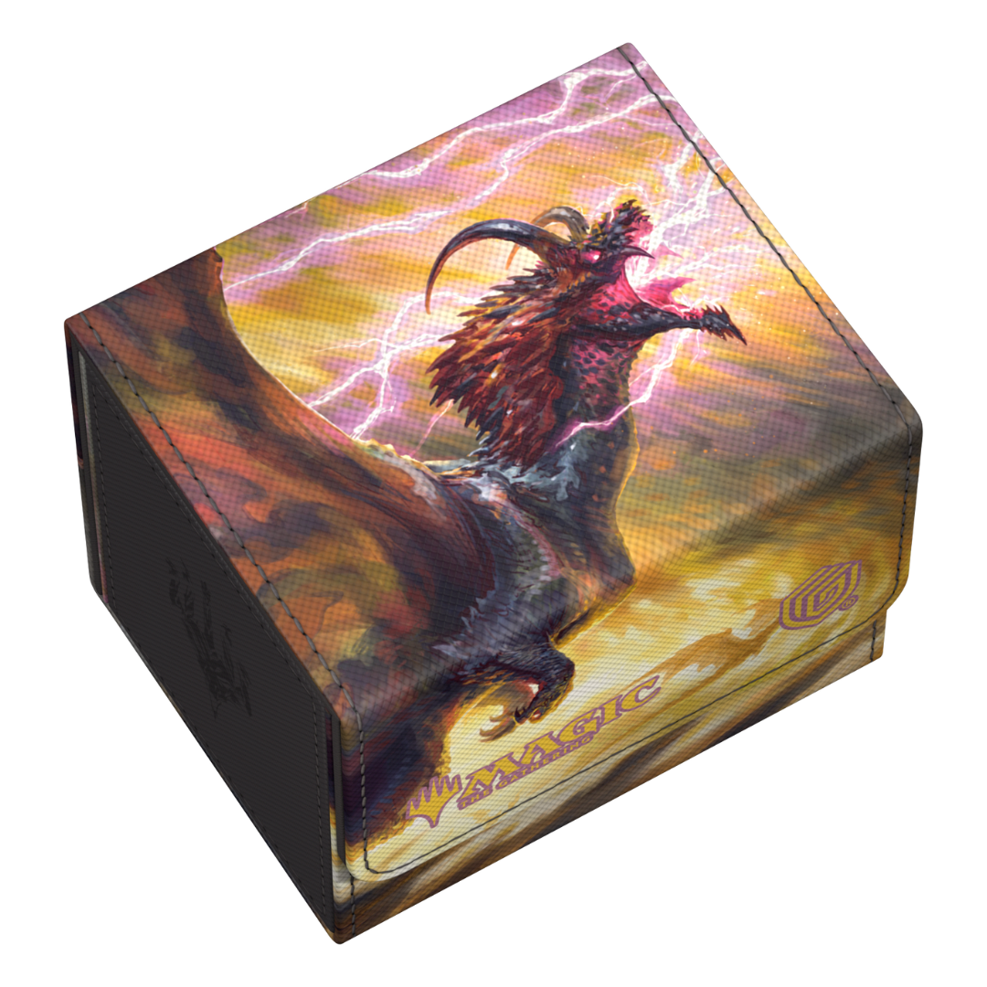 Ultimate Guard Sidewinder 100+ - Tarkir Dragonstorm - V8 deck box, showcasing vivid dragon-inspired artwork, reinforced corners, and a reliable magnetic closure for secure card storage.








