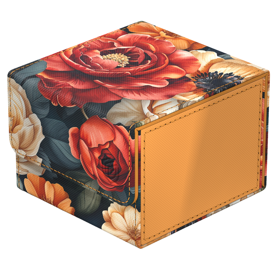 Ultimate Guard Sidewinder 133+ Floral Places Secret Garden deck box with orange and red floral design