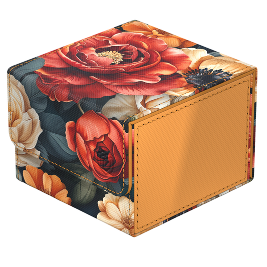 Ultimate Guard Sidewinder 133+ Floral Places Secret Garden deck box with orange and red floral design