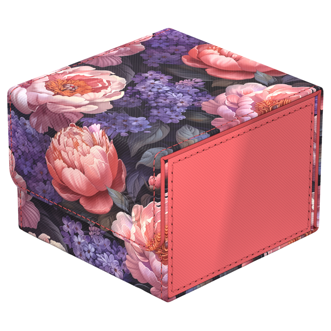 Ultimate Guard Sidewinder 133+ Floral Places Vivid Field deck box with pink and purple floral design