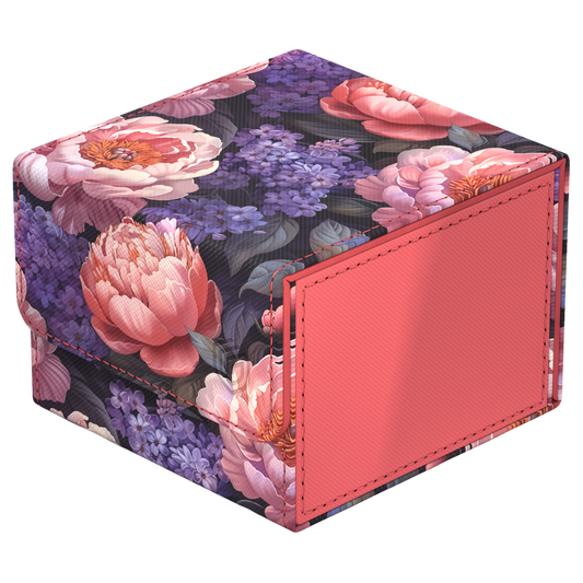 Ultimate Guard Sidewinder 133+ Floral Places Vivid Field deck box with pink and purple floral design