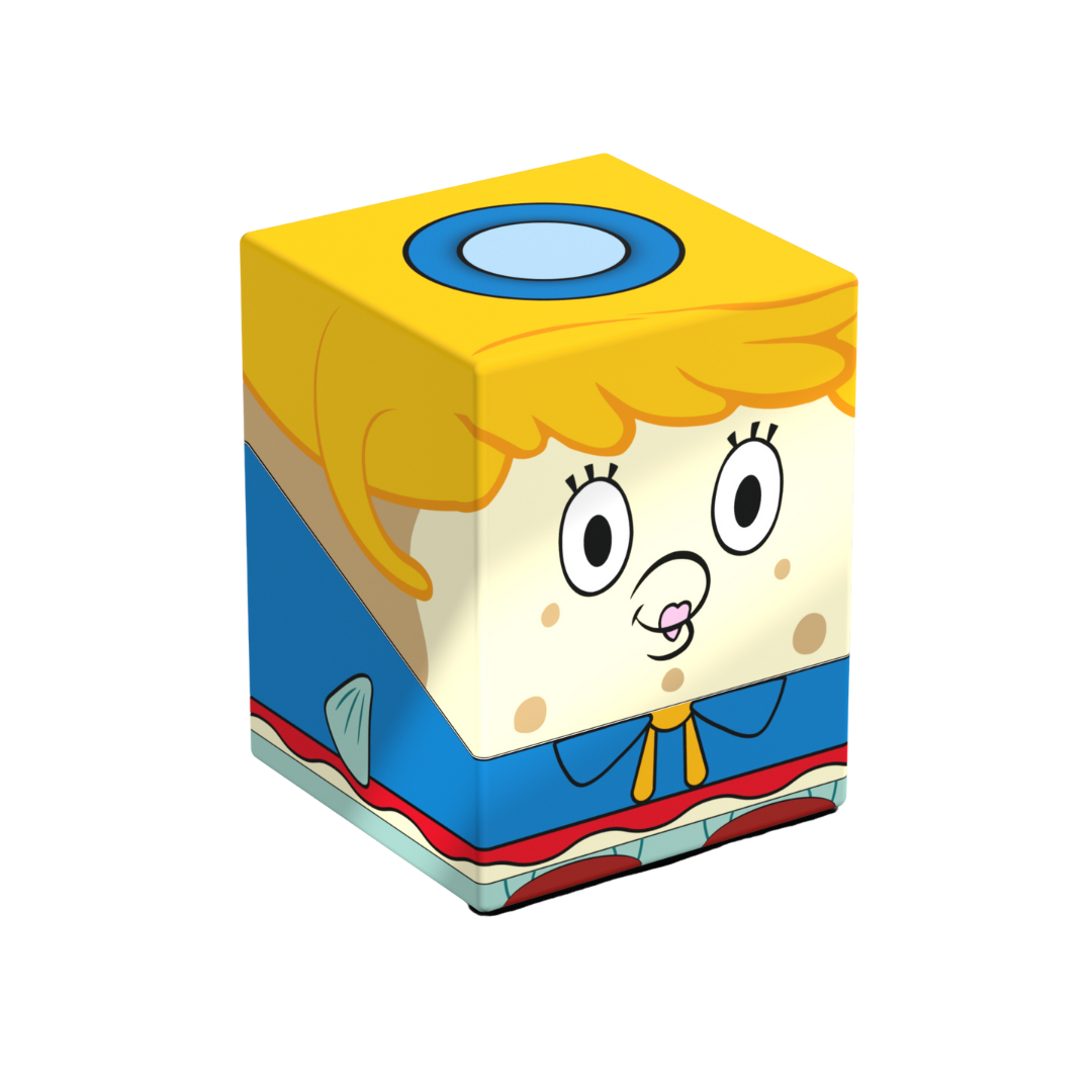 Ultimate Guard Squaroes 100+ Mrs. Puff SpongeBob deck box with magnetic closure, holds over 100 sleeved trading cards for stylish TCG protection

