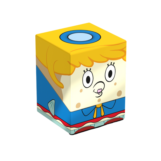 Ultimate Guard Squaroes 100+ Mrs. Puff SpongeBob deck box with magnetic closure, holds over 100 sleeved trading cards for stylish TCG protection

