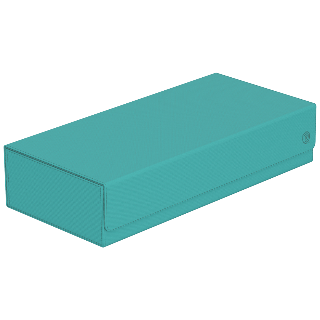 Ultimate Guard Superhive 550+ Summer Edition Lagoon storage case with Xenoskin finish and compartments for cards and accessories