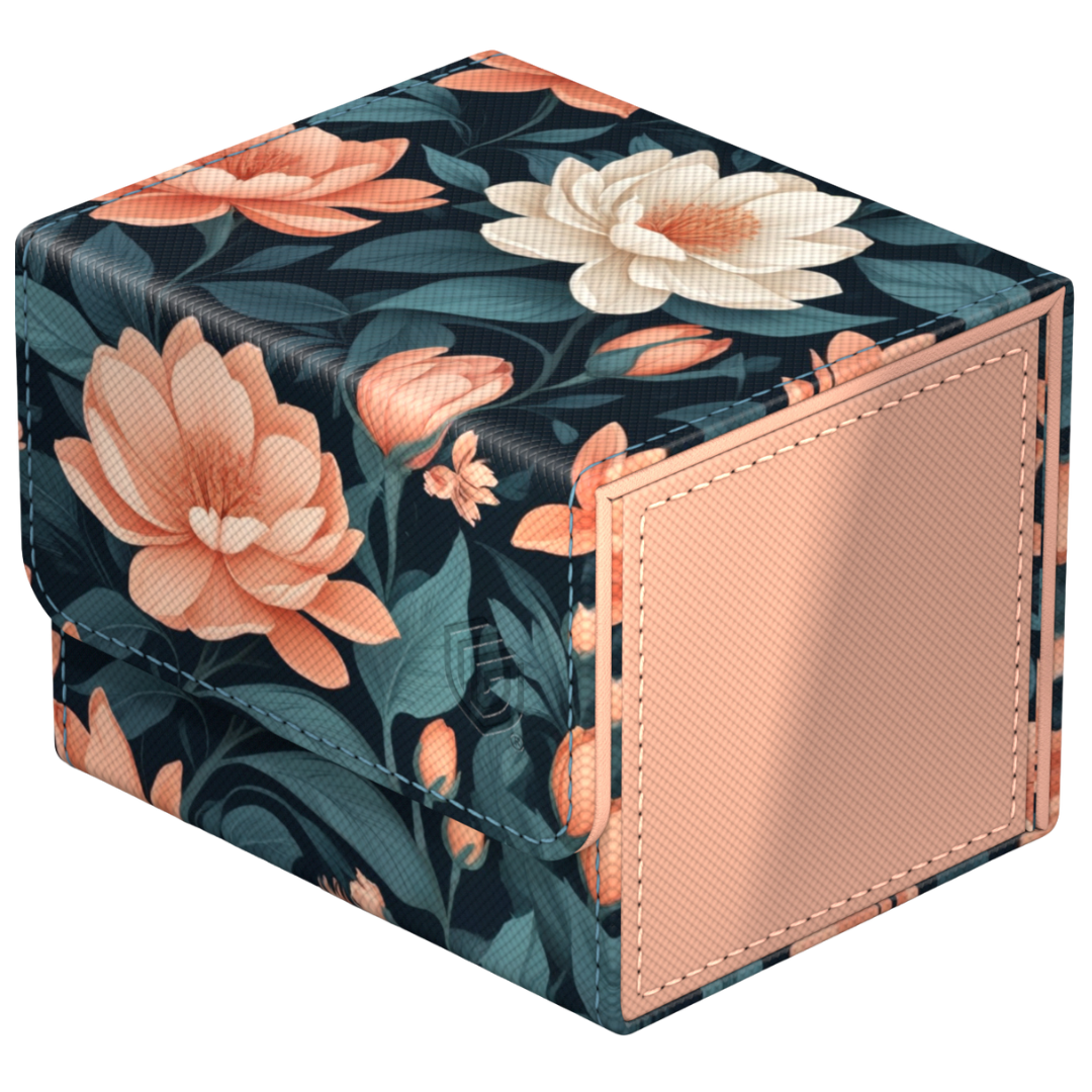 Ultimate Guard Sidewinder 100+ Floral Places Quiet Glade deck box with Xenoskin exterior and space for 100 double-sleeved cards
