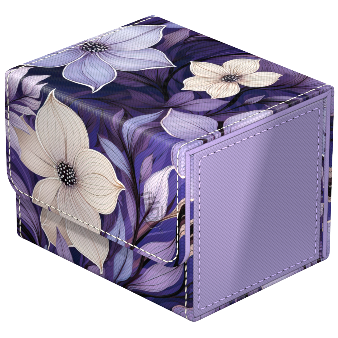 Ultimate Guard Sidewinder 100+ Floral Places Moonlit Glen deck box with Xenoskin finish, holds 100 double-sleeved cards