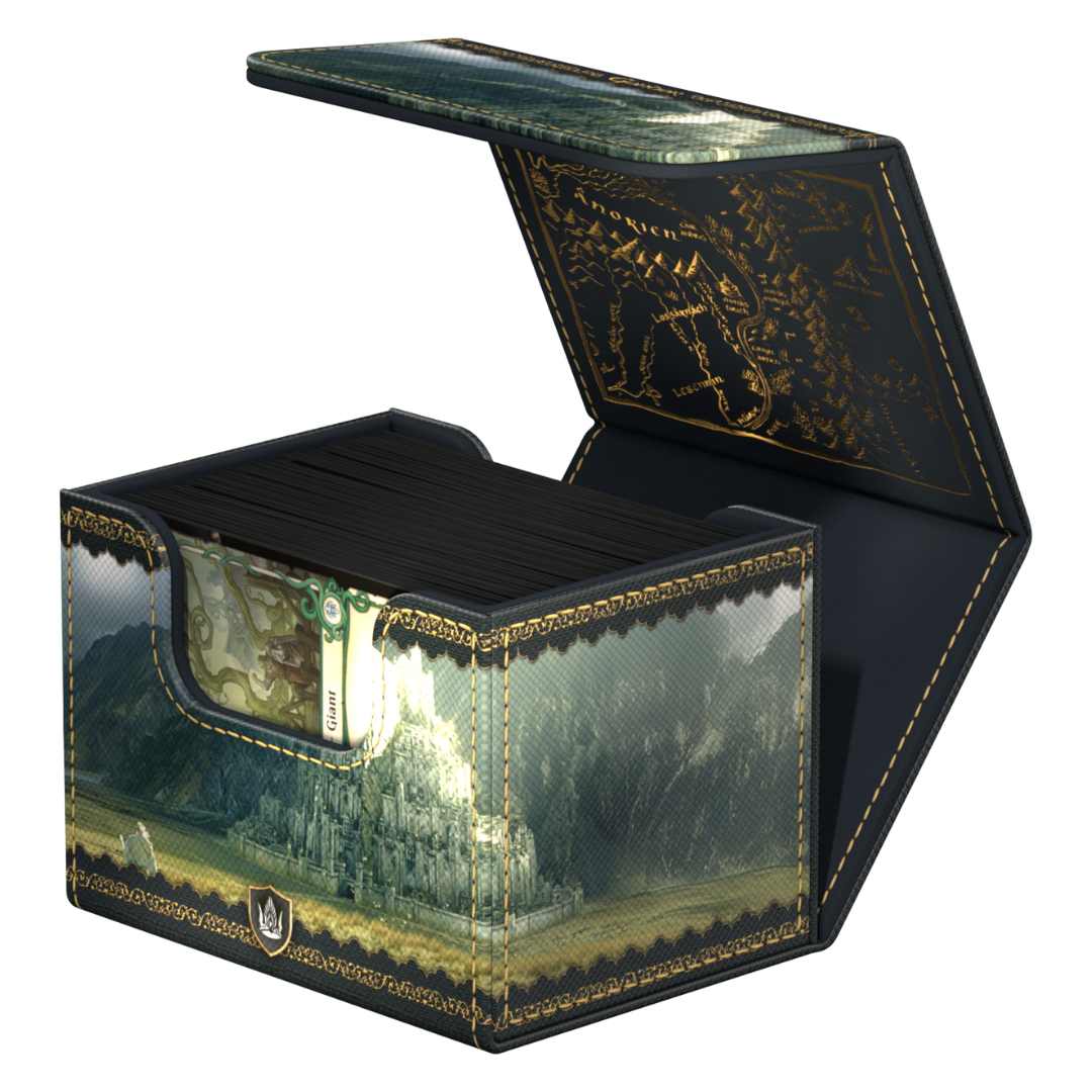Ultimate Guard Sidewinder 100+ Gondor deck box with Lord of the Rings Places of Middle Earth artwork open